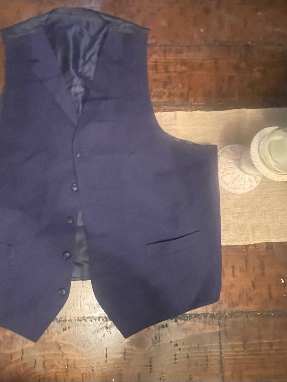 Men's Navy Dress Waistcoat Vest - Unbranded